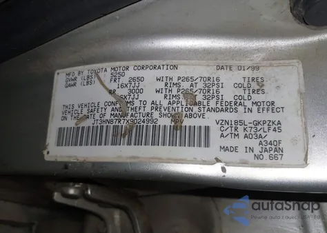 1999 Toyota 4Runner Limited V6 z USA, uszkodzony, nr VIN JT3HN87R7X9024992